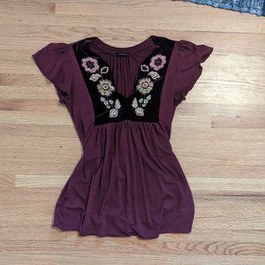 Maroon Boho Flowy Blouse